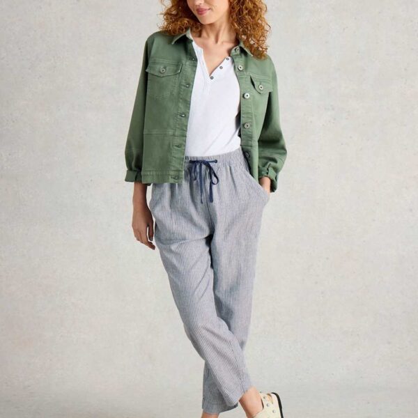 White Stuff Women's Linen Rich Striped Relaxed Trousers - 16REG - Blue Mix, Blue Mix