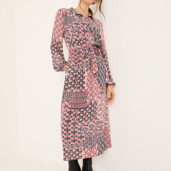 Fatface Women's Geometric Button Through Midaxi Shirt Dress - 14REG - Ivory Mix, Ivory Mix