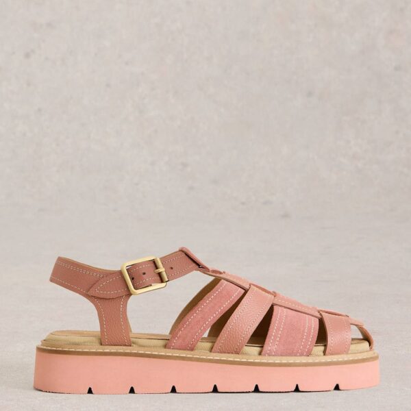 White Stuff Women's Leather Buckle Flatform Footbed Sandals - 5 - Pink, Pink