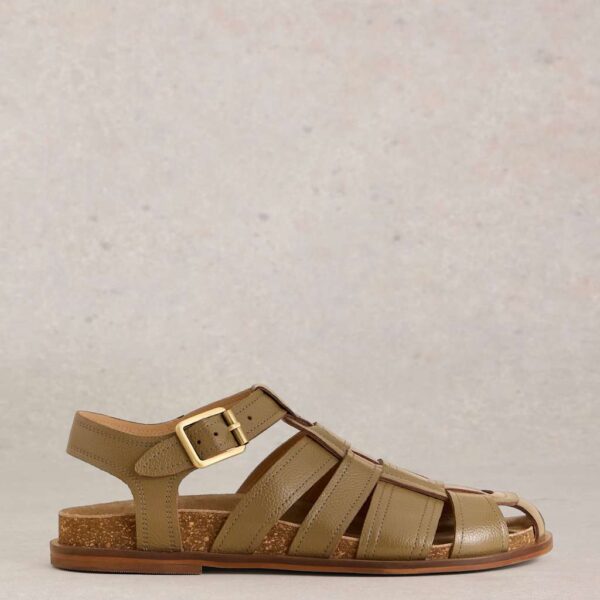 White Stuff Women's Leather Buckle Footbed Fisherman Sandals - 6 - Green, Green