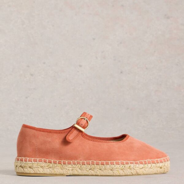 White Stuff Women's Suede Buckle Mary Jane Espadrilles - 5 - Orange, Orange