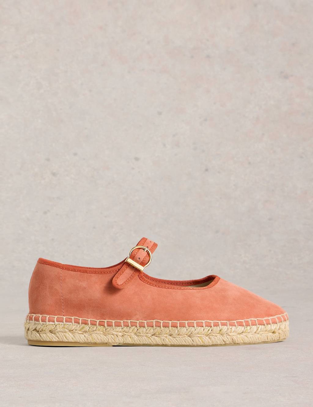 White Stuff Women's Suede Buckle Mary Jane Espadrilles - 5 - Orange, Orange