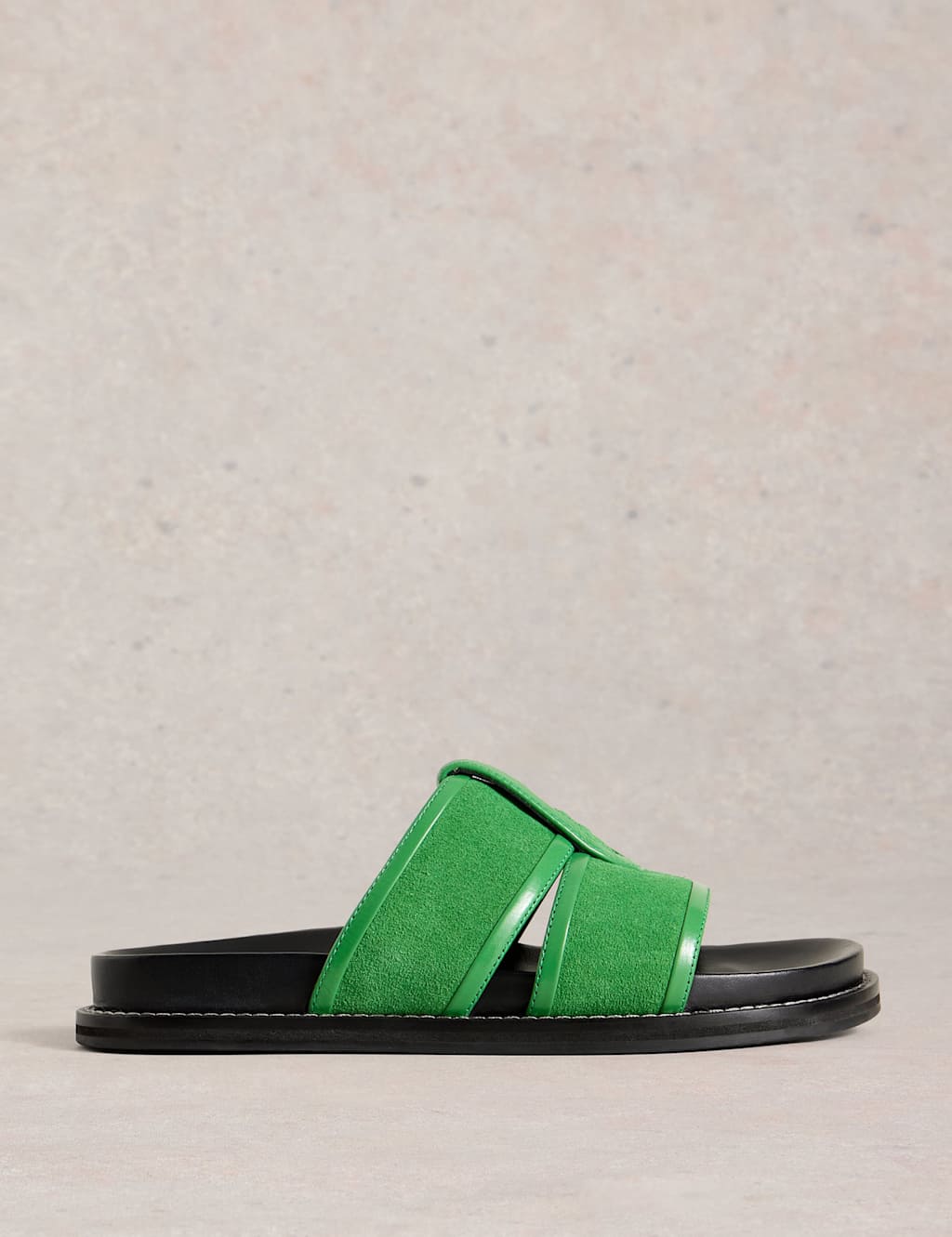 White Stuff Women's Suede Footbed Sliders - 6 - Green, Green,Natural