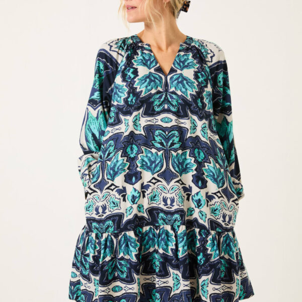 Fatface Women's Cotton Rich Printed Mini Swing Dress - 16REG - Green Mix, Green Mix