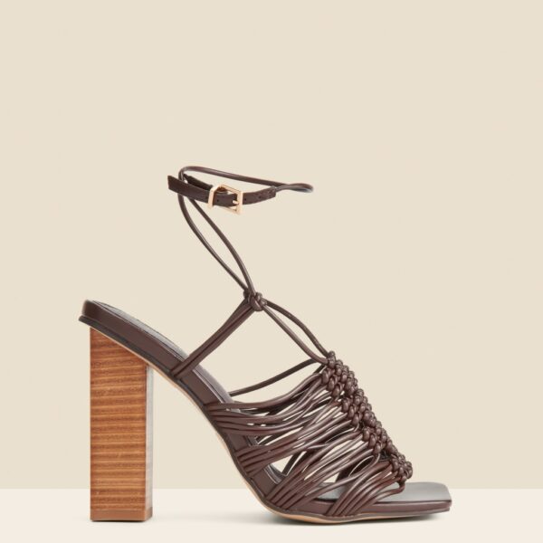 Sosandar Women's Block Heel Gladiator Sandals - 4 - Brown, Brown