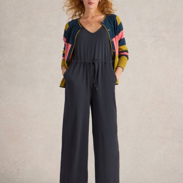 White Stuff Women's Cotton Rich Jersey Wide Leg Jumpsuit - 12 - Grey, Grey