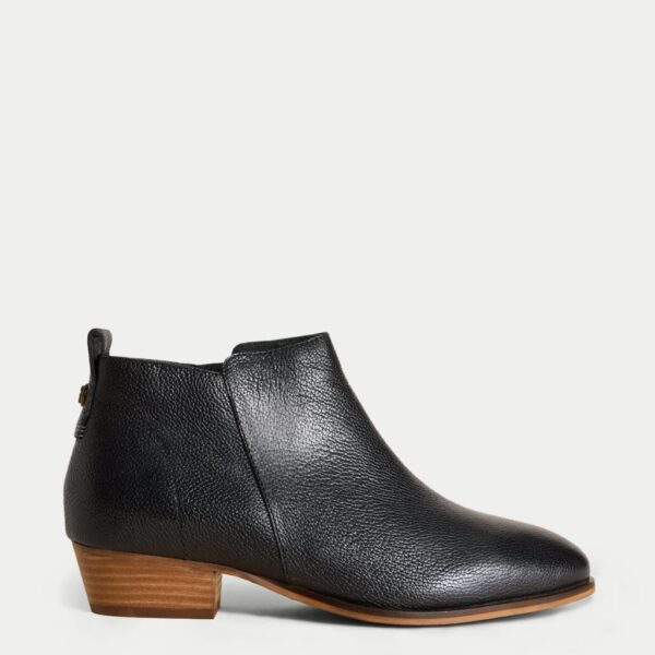 White Stuff Women's Leather Block Heel Ankle Boots - 5.5 - Black, Black,Pewter,Tan