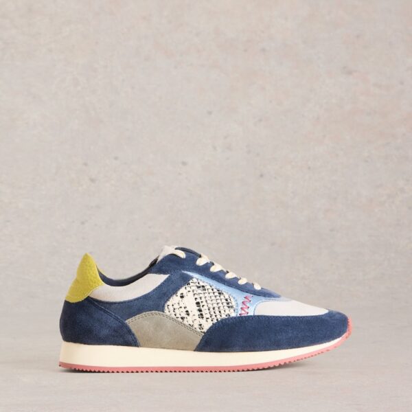 White Stuff Women's Leather Colour Block Trainers - 6 - Navy Mix, Navy Mix