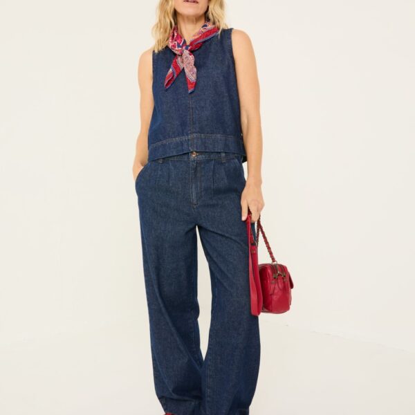 Fatface Women's Mid Rise Wide Leg Jeans - 8REG - Blue Denim, Blue Denim
