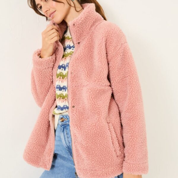 Fatface Women's Fleece Textured Funnel Neck Jacket - S - Pink, Pink