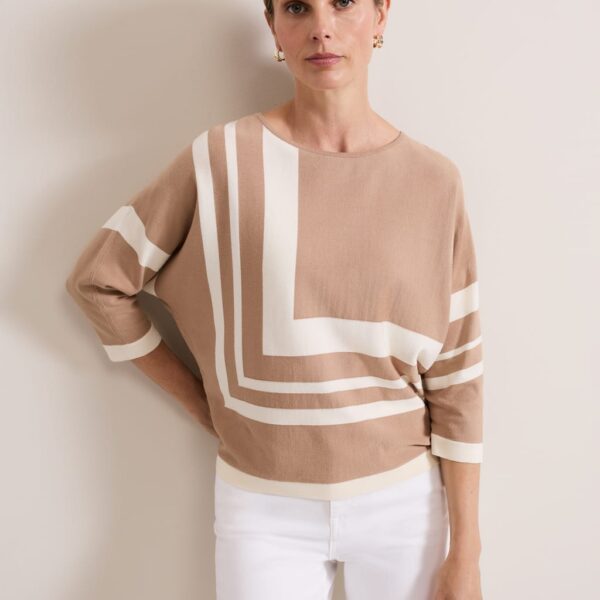 Phase Eight Women's Geometric Knitted Top - Camel, Camel