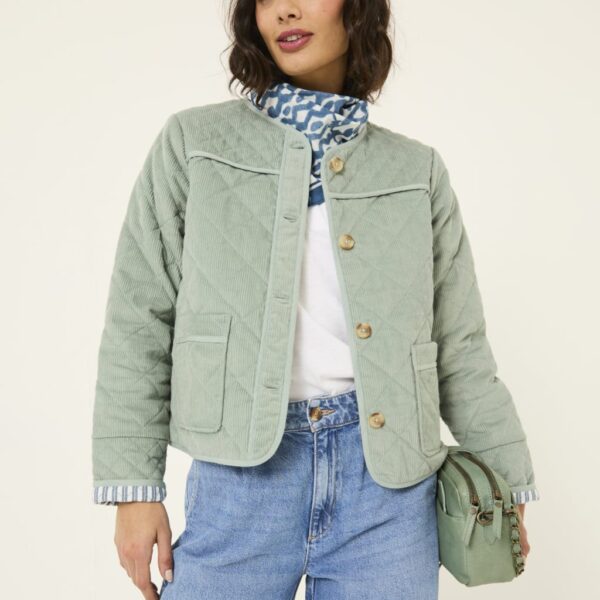Fatface Women's Pure Cotton Cord Quilted Bomber Jacket - 16 - Green, Green
