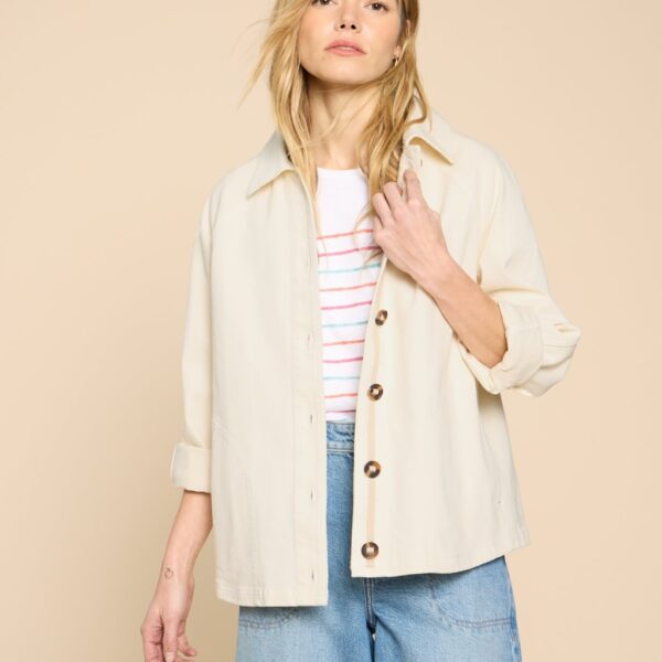 White Stuff Women's Denim Collared Relaxed Jacket - 14REG - Natural, Natural