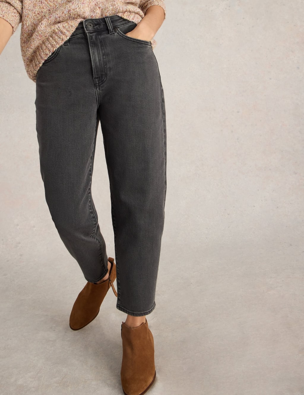White Stuff Women's Mid Rise Straight Leg Tapered Jeans - 12REG - Black, Light Denim,Black
