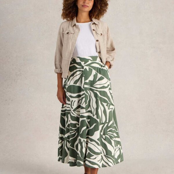 White Stuff Women's Jersey Printed Maxi Circle Skirt - 12REG - Green Mix, Green Mix