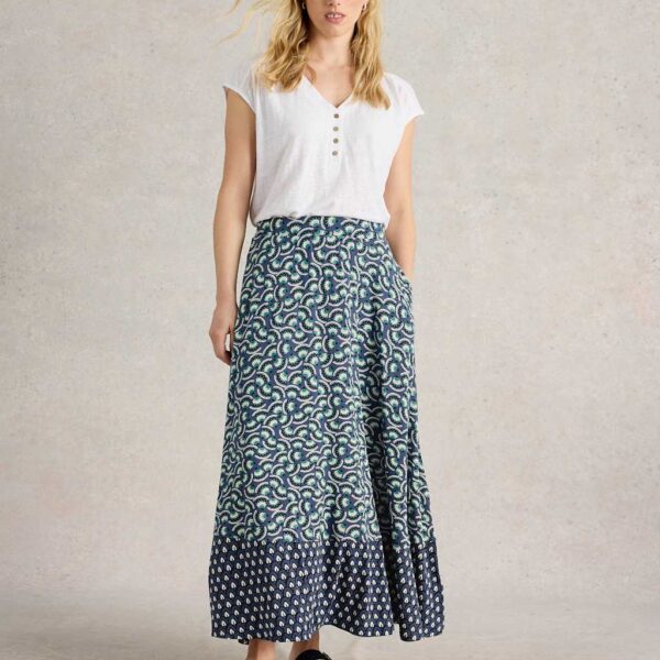 White Stuff Women's Jersey Printed Maxi Skirt - 12REG - Navy Mix, Navy Mix