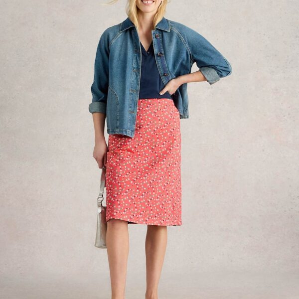 White Stuff Women's Pure Cotton Printed Reversible A-Line Skirt - 12 - Red Mix, Red Mix