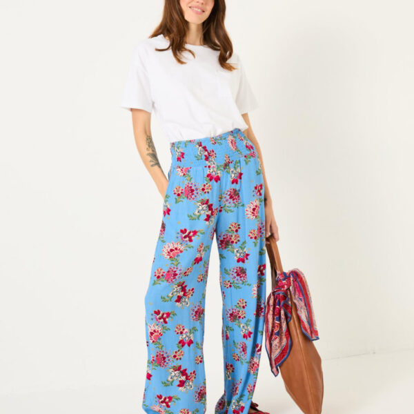 Fatface Women's Floral Elasticated Waist Palazzo Trousers - 10REG - Blue Mix, Blue Mix