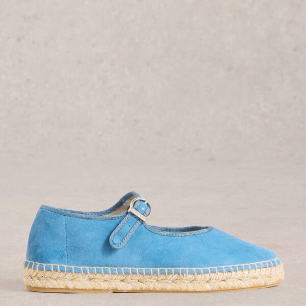 White Stuff Women's Suede Mary Jane Flat Espadrilles - 6 - Blue, Blue,Green