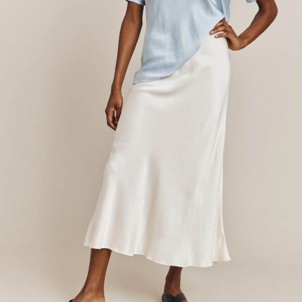 Ghost Women's Satin Midi Slip Skirt - Cream, Cream