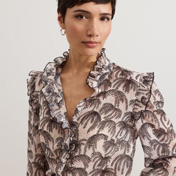 Phase Eight Women's Printed High Neck Blouse - 12 - Ivory Mix, Ivory Mix