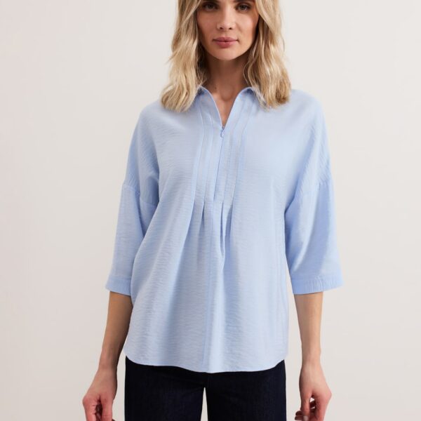 Phase Eight Women's Collared Zip Pleat Detail Shirt - XL - Blue, Blue