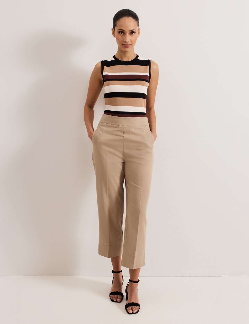 Phase Eight Women's Lyocell Rich Straight Leg Cropped Trousers - 14 - Natural, Natural