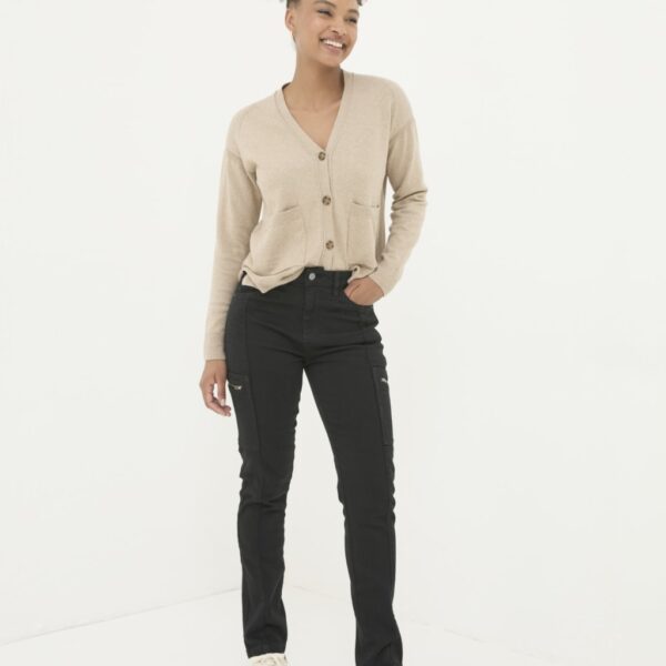 Fatface Women's Pure Cotton Mid Rise Skinny Cargo Jeans - 10REG - Black, Black