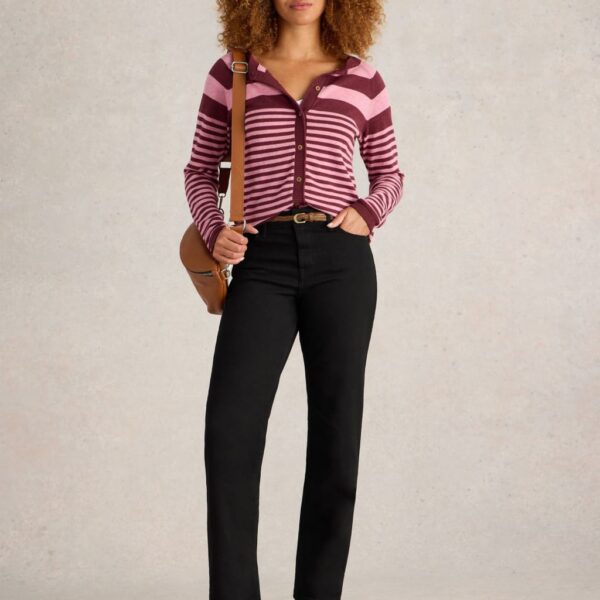 White Stuff Women's High Waisted Straight Leg Jeans - 12REG - Black Denim, Black Denim