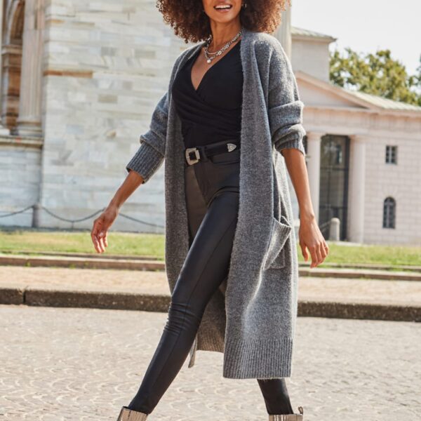 Sosandar Women's Longline Cardigan - XS - Grey, Grey