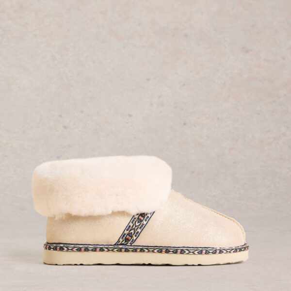 White Stuff Women's Suede Shearling Slipper Boots - M - Gold, Gold