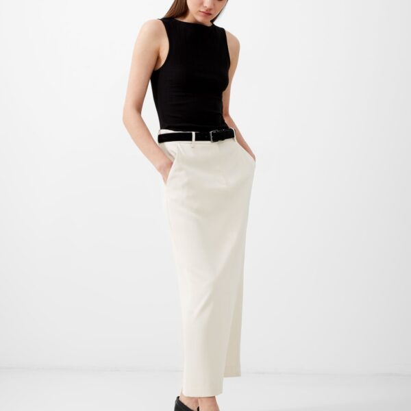 French Connection Women's Midi Skater Skirt - 10 - Cream, Cream,Black