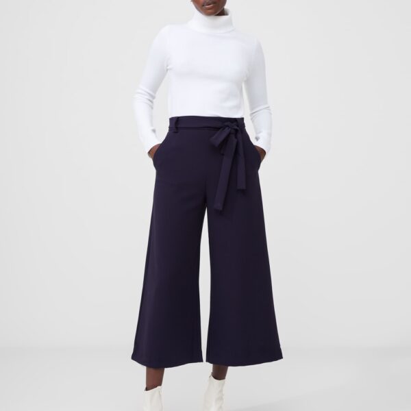 French Connection Women's Belted Wide Leg Culottes - 8 - Navy, Navy