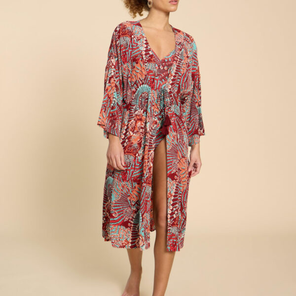 White Stuff Women's Printed Kimono - Red Mix, Red Mix