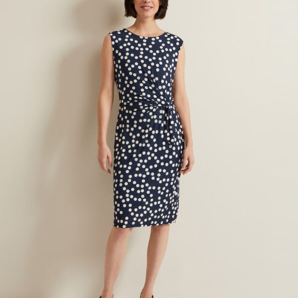 Phase Eight Women's Jersey Polka Dot Midi Shift Dress - 8 - Navy Mix, Navy Mix
