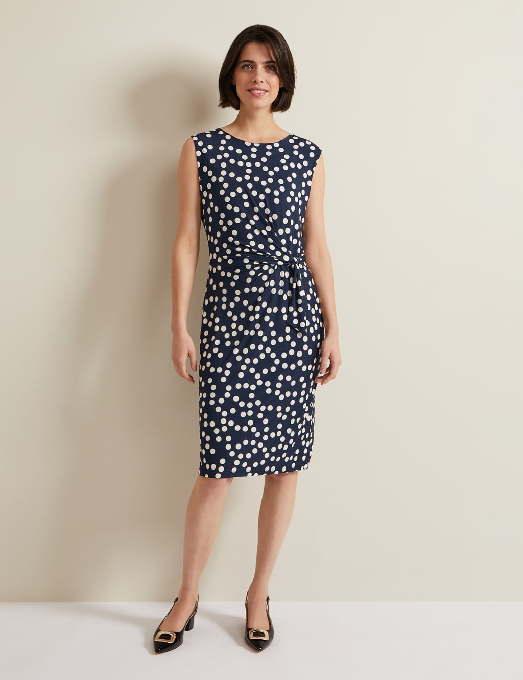 Phase Eight Women's Jersey Polka Dot Midi Shift Dress - 8 - Navy Mix, Navy Mix