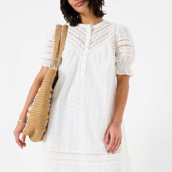 Fatface Women's Broderie Mini Shift Dress - 18REG - Ivory, Ivory