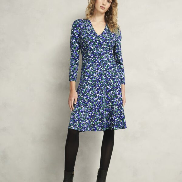 Hobbs Women's Jersey Floral V-Neck Knee Length Skater Dress - 14REG - Multi, Multi