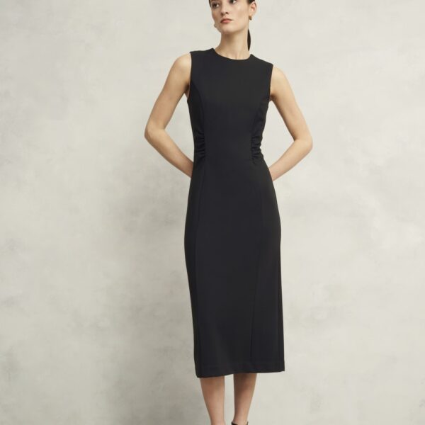 Hobbs Women's Hazel Ponte Round Neck Midi Bodycon Dress - 14REG - Black, Black