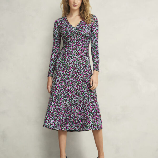 Hobbs Women's Jersey Floral Midi Skater Dress - 10REG - Multi, Multi