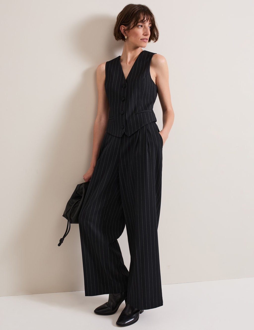 Phase Eight Women's Pinstripe Wide Leg Trousers - 14 - Navy, Navy