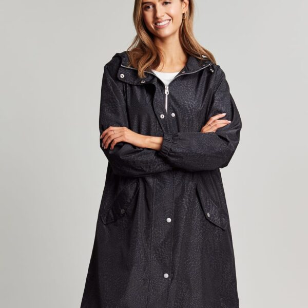Joules Women's Waterproof Leopard Print Longline Raincoat - 8 - Brown Mix, Brown Mix