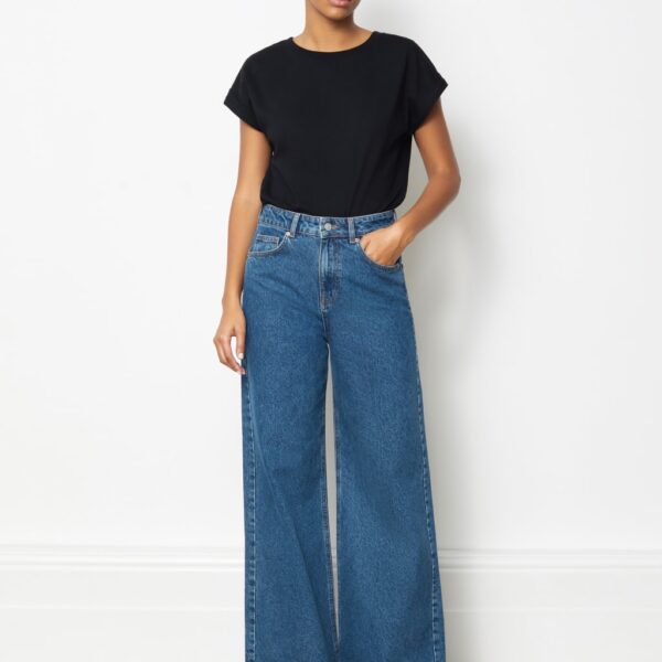 Albaray Women's Mid Rise Wide Leg Jeans - 12 - Blue Denim, Blue Denim
