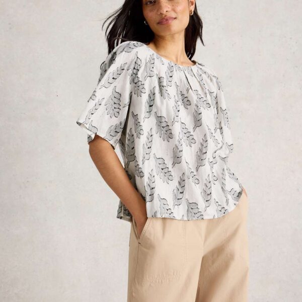 White Stuff Women's Pure Cotton Jacquard Top - 12 - White Mix, White Mix