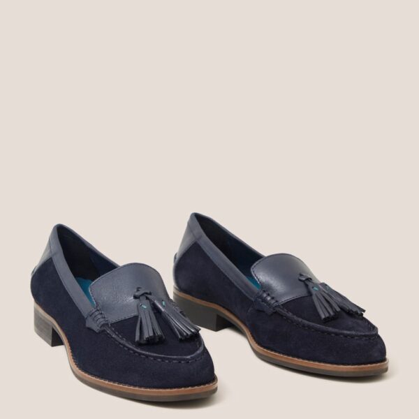 White Stuff Women's Suede Tassel Block Heel Loafers - 6.5 - Navy, Navy