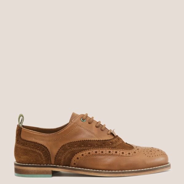 White Stuff Women's Leather Lace Up Flat Brogues - 6.5 - Tan, Tan
