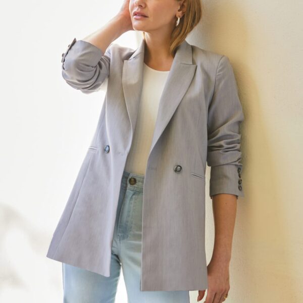 Sosandar Women's Relaxed Double Breasted Blazer - 8 - Grey, Grey
