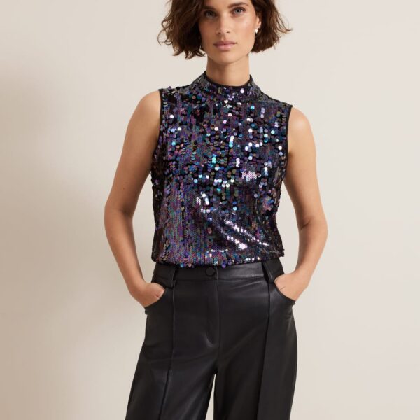 Phase Eight Women's Sequin Top - 16 - Purple, Purple