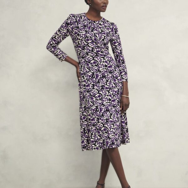 Hobbs Women's Floral Midi Skater Dress - 10PET - Purple Mix, Purple Mix