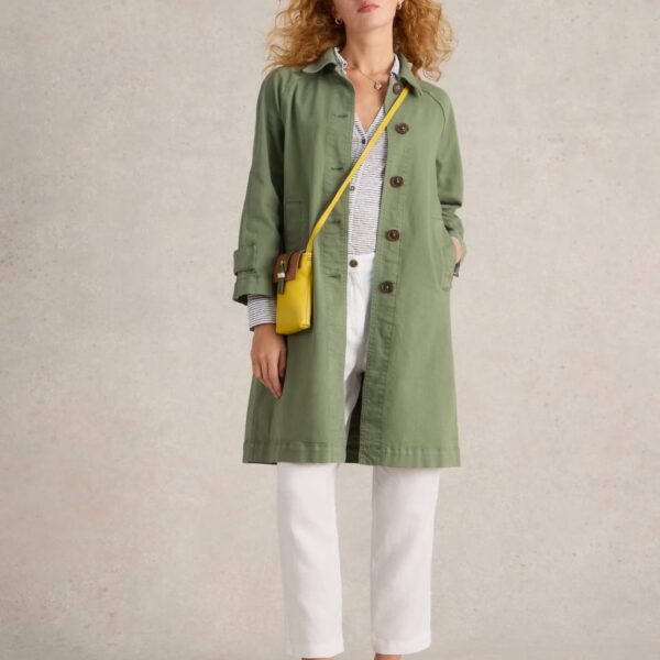 White Stuff Women's Denim Longline Jacket - 12REG - Green, Green